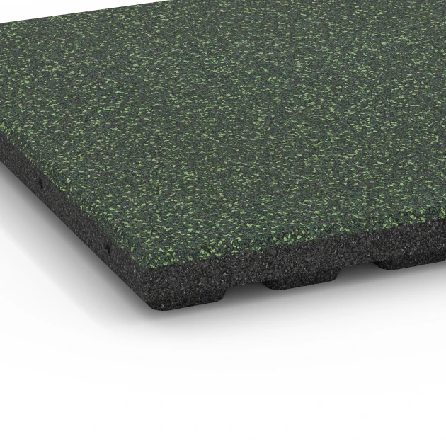 Detailaufnahme der Randausprägung von WARCO-Produkt 6424, Playground safety tile – CFH 120 cm, Format 50 x 50 x 4 cm, Farbe English Lawn.