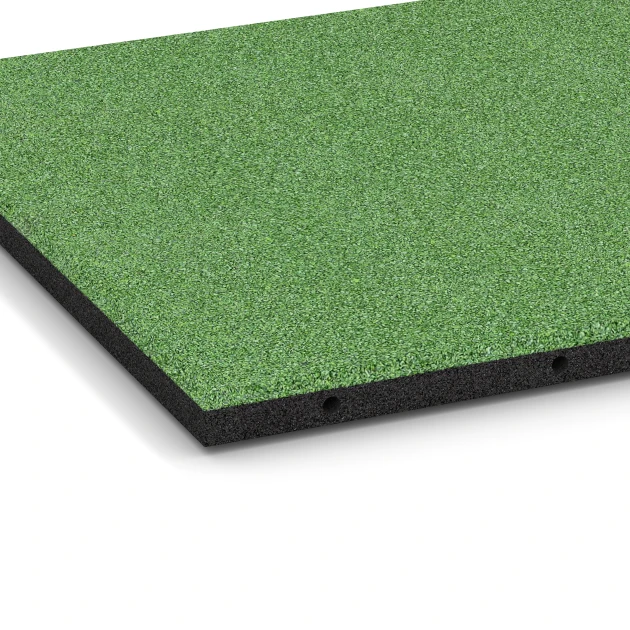 Detailaufnahme der Randausprägung von WARCO-Produkt 6129, Playground Safety Tile – 95 cm, Format 50 x 50 x 3 cm, Farbe Linden green.