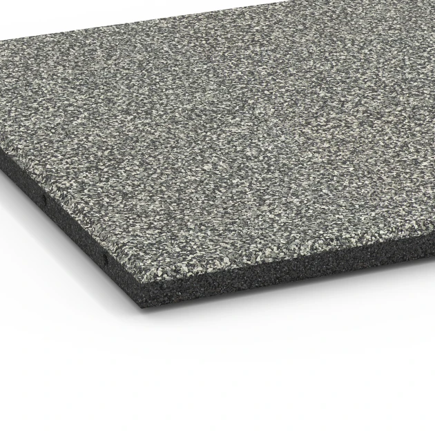 Detailaufnahme der Randausprägung von WARCO-Produkt 6414, Playground safety tile – CFH 90 cm, Format 50 x 50 x 3 cm, Farbe Grey Granite.