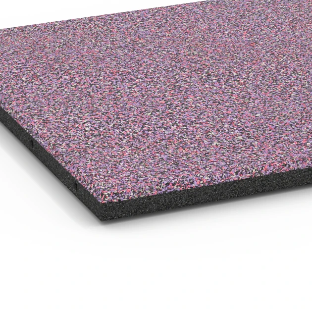 Detailaufnahme der Randausprägung von WARCO-Produkt 6418, Playground safety tile – CFH 90 cm, Format 50 x 50 x 3 cm, Farbe Lavender.
