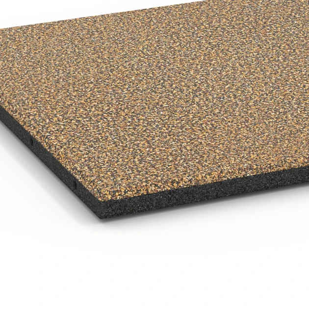 Detailaufnahme der Randausprägung von WARCO-Produkt 6421, Playground safety tile – CFH 90 cm, Format 50 x 50 x 3 cm, Farbe Rattan.