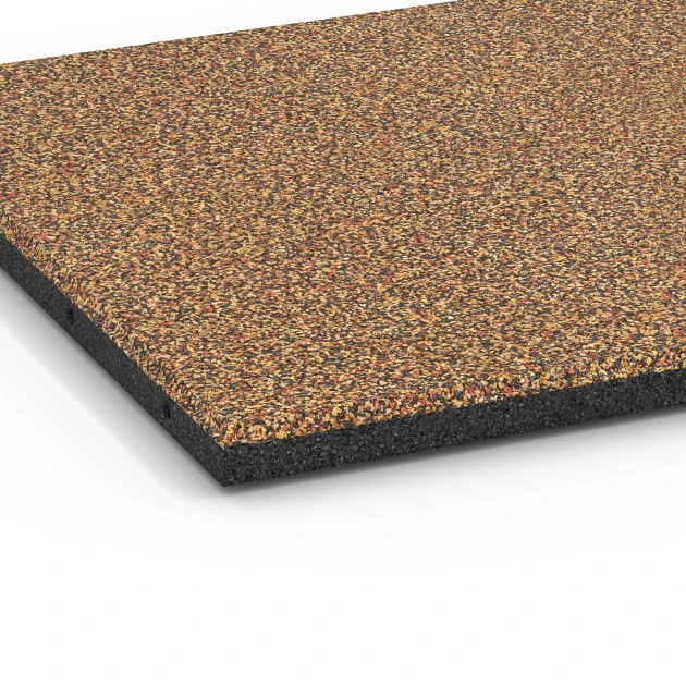 Detailaufnahme der Randausprägung von WARCO-Produkt 6416, EPDM Playground Safety Tile – 90 cm, Format 50 x 50 x 3 cm | 0,25 m², Farbe Terracotta.