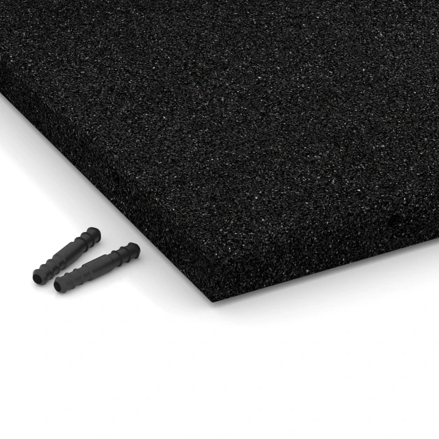 Detailaufnahme der Randausprägung von WARCO-Produkt 6169, Playground Safety Tiles, Format 50 x 50 x 4 cm, Farbe Anthracite.