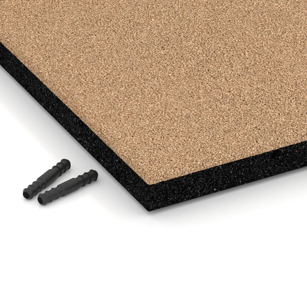 Detailaufnahme der Randausprägung von WARCO-Produkt 6222, Playground Safety Tiles, Format 50 x 50 x 4 cm, Farbe Sand beige.