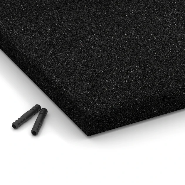 Detailaufnahme der Randausprägung von WARCO-Produkt 6171, Playground Safety Tiles, Format 50 x 50 x 4,5 cm, Farbe Anthracite.