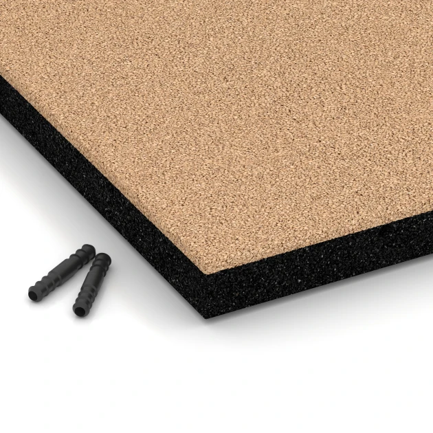 Detailaufnahme der Randausprägung von WARCO-Produkt 6225, Playground Safety Tiles, Format 50 x 50 x 4,5 cm, Farbe Sand beige.