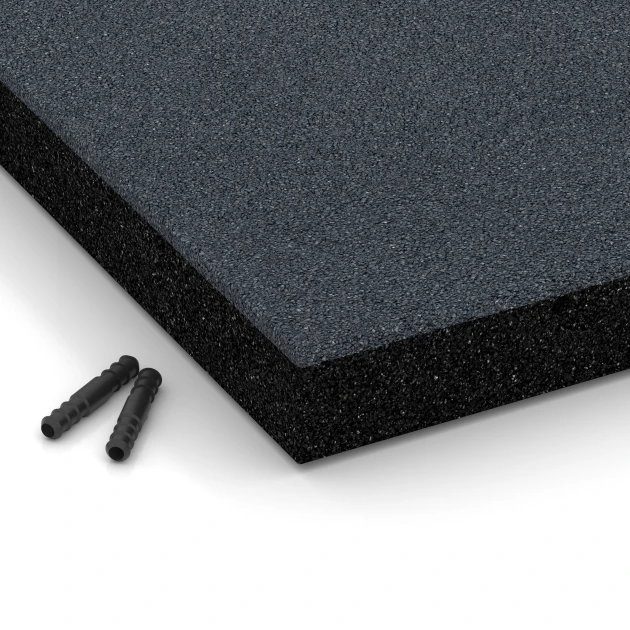 Detailaufnahme der Randausprägung von WARCO-Produkt 6269, Playground safety tile – 180 cm, Format 50 x 50 x 6 cm, Farbe Slate grey.