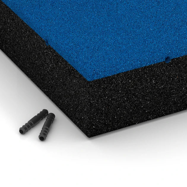 Detailaufnahme der Randausprägung von WARCO-Produkt 6229, Playground Safety Tiles, Format 50 x 50 x 11 cm, Farbe Sky blue.