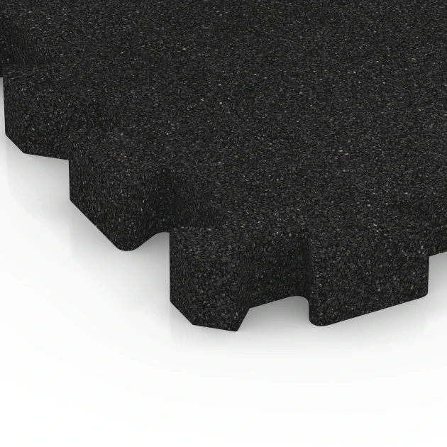 Detailaufnahme der Randausprägung von WARCO-Produkt 6305, Interlocking playground safety tile, Format 50 x 50 x 5 cm | 0,25 m², Farbe Anthracite.