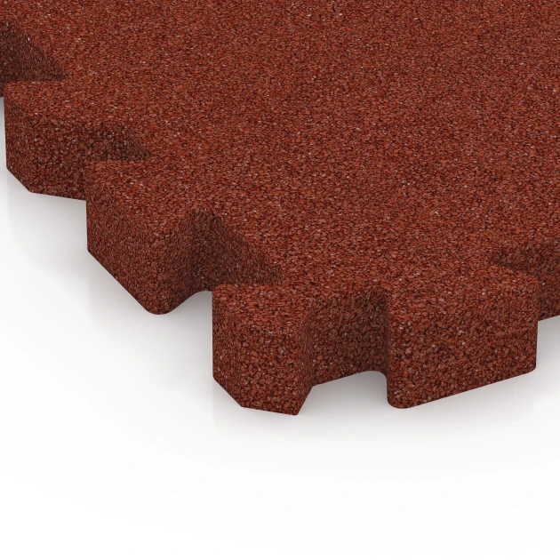 Detailaufnahme der Randausprägung von WARCO-Produkt 6402, Playground Safety Tile – 190 cm, Format 50 x 50 x 5 cm | 0,25 m², Farbe Brick red.