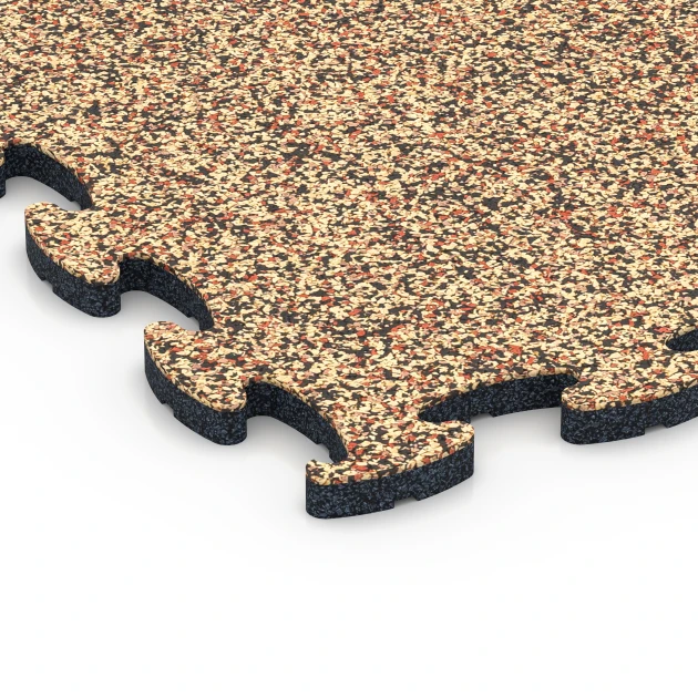 Detailaufnahme der Randausprägung von WARCO-Produkt 6826, Fitness Active Floor System, Format 44,6 x 44,6 x 1,8 cm, Farbe Terracotta.