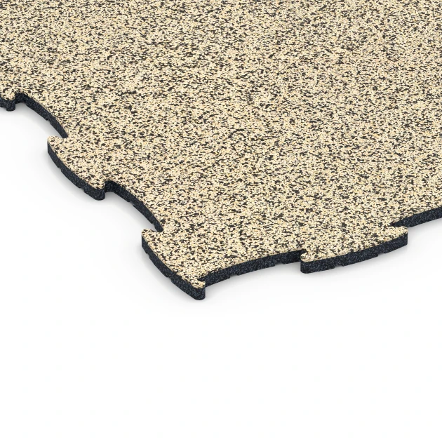 Detailaufnahme der Randausprägung von WARCO-Produkt 6838, Fitness Active Floor System, Format 97,1 x 97,1 × 1,8 cm, Farbe Travertine.