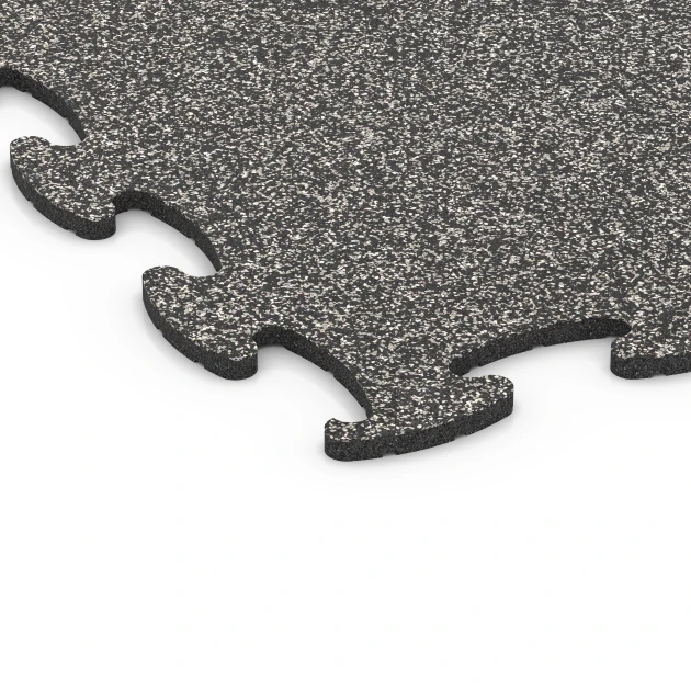 Detailaufnahme der Randausprägung von WARCO-Produkt 6904, Indoor Dog Sports Flooring, Format 98 x 98 × 1,8 cm, Farbe Dark Grey Granite.