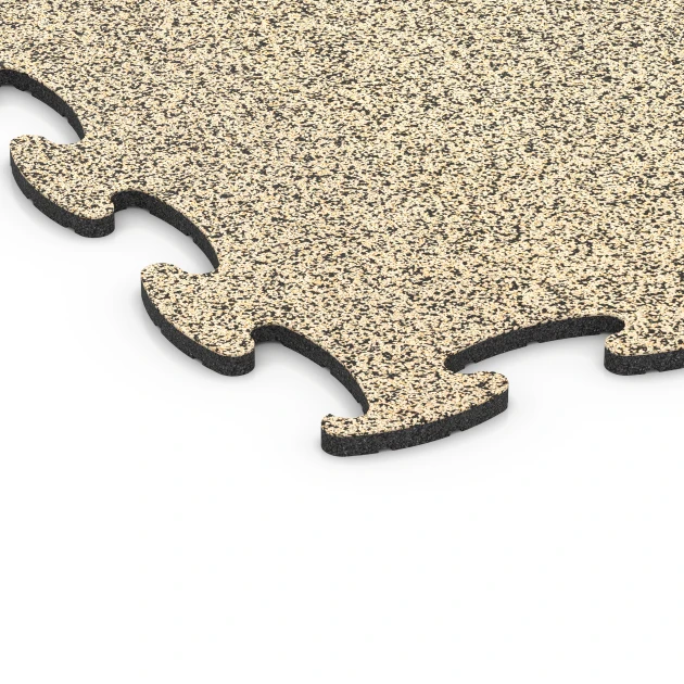Detailaufnahme der Randausprägung von WARCO-Produkt 6928, Exhibition Click Floor Tile, Format 98 x 98 × 1,8 cm, Farbe Travertine.