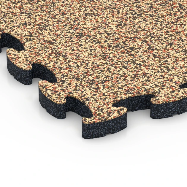 Detailaufnahme der Randausprägung von WARCO-Produkt 6934, Safety Puzzle Tile, Format 44,6 x 44,6 × 2,8 cm, Farbe Terracotta.