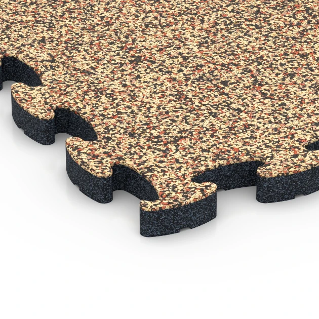 Detailaufnahme der Randausprägung von WARCO-Produkt 6844, Fitness Active Floor System, Format 44,6 x 44,6 × 2,8 cm, Farbe Terracotta.