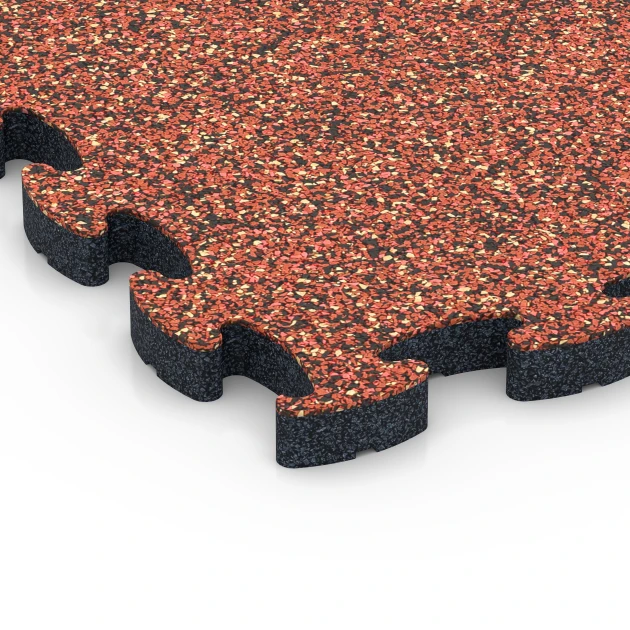 Detailaufnahme der Randausprägung von WARCO-Produkt 6845, Fitness Active Floor System, Format 44,6 x 44,6 × 2,8 cm, Farbe Embers.