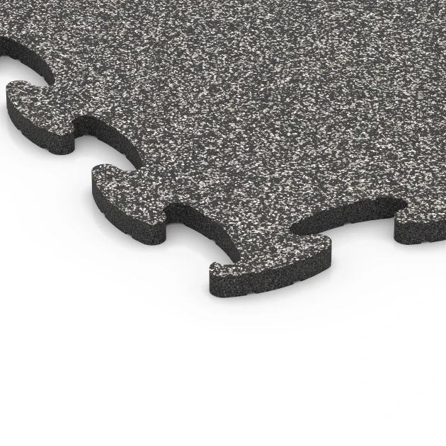 Detailaufnahme der Randausprägung von WARCO-Produkt 6886, Fitness Max Floor System, Format 98 x 98 x 2,8 cm, Farbe Dark Grey Granite.