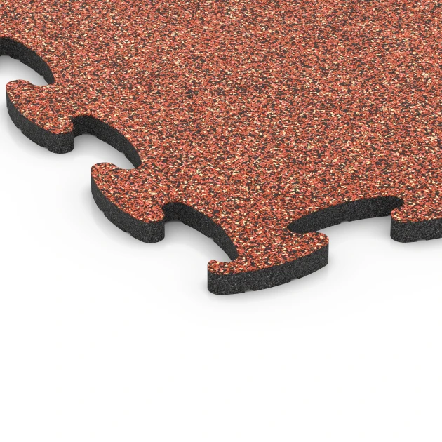 Detailaufnahme der Randausprägung von WARCO-Produkt 6890, Fitness Max Floor System, Format 98 x 98 x 2,8 cm, Farbe Embers.