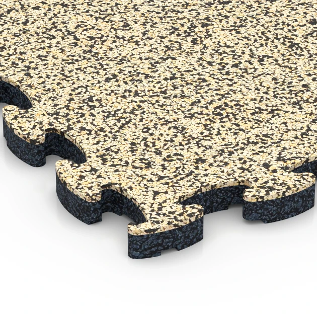 Detailaufnahme der Randausprägung von WARCO-Produkt 6820, Stone Carpet Click Tile, Format 28,9 x 28,9 x 1,8 cm, Farbe Travertine.
