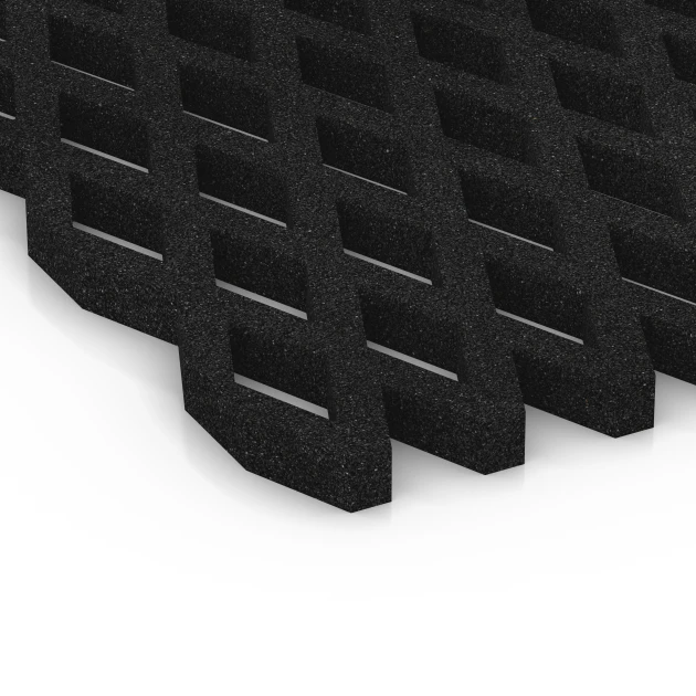 Detailaufnahme der Randausprägung von WARCO-Produkt 7009, Safety Grass Grid Mat, Format 100 x 100 x 4 cm, Farbe Anthracite.