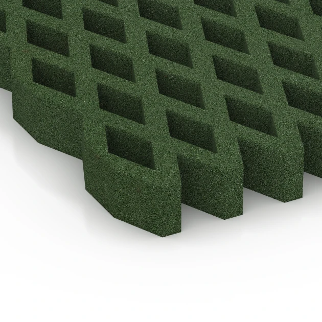 Detailaufnahme der Randausprägung von WARCO-Produkt 7014, Safety Grass Grid Mat, Format 100 × 100 × 8 cm, Farbe Grass green.