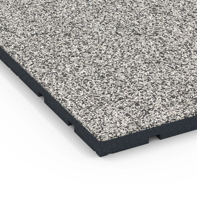 Detailaufnahme der Randausprägung von WARCO-Produkt 7133, Outdoor Gym Flooring, Format 60 x 60 x 3 cm | 0,36 m², Farbe Grey granite.