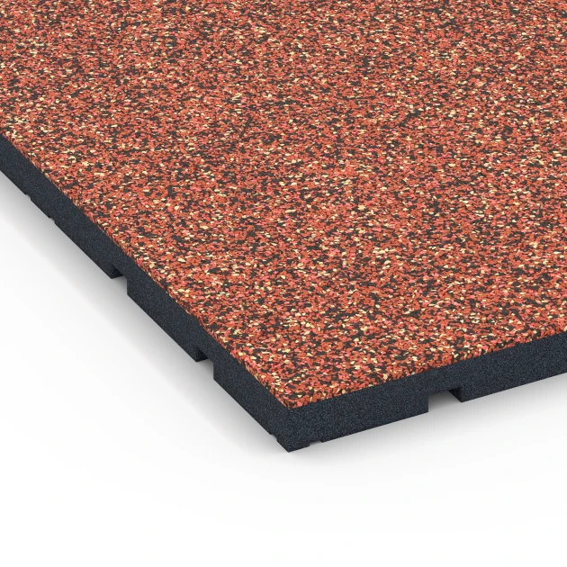 Detailaufnahme der Randausprägung von WARCO-Produkt 7136, Outdoor Gym Flooring, Format 60 x 60 x 3 cm | 0,36 m², Farbe Embers.
