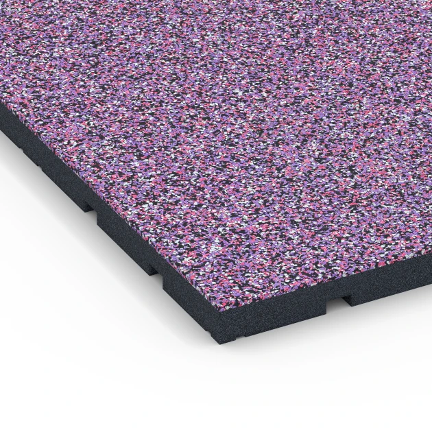 Detailaufnahme der Randausprägung von WARCO-Produkt 7137, Outdoor Gym Flooring, Format 60 x 60 x 3 cm | 0,36 m², Farbe Lavender.