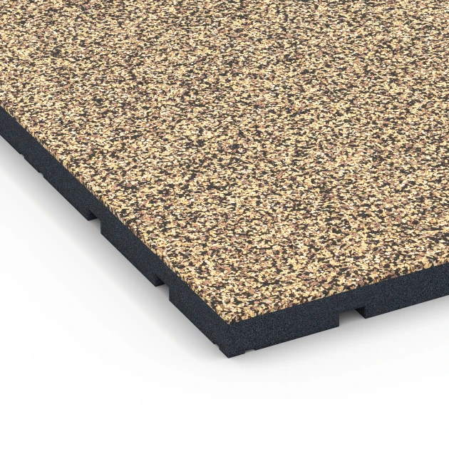 Detailaufnahme der Randausprägung von WARCO-Produkt 7140, Outdoor Gym Flooring, Format 60 x 60 x 3 cm | 0,36 m², Farbe Rattan.