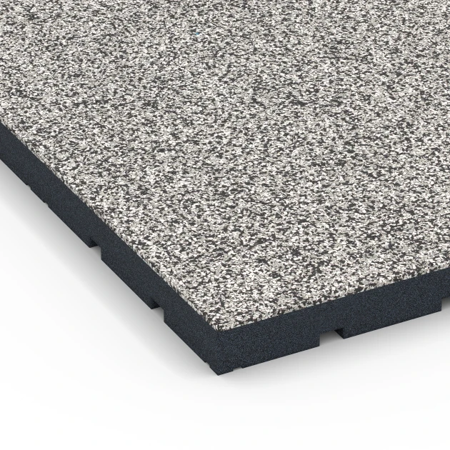 Detailaufnahme der Randausprägung von WARCO-Produkt 7142, Outdoor Gym Flooring, Format 60 x 60 x 4 cm | 0,36 m², Farbe Grey granite.