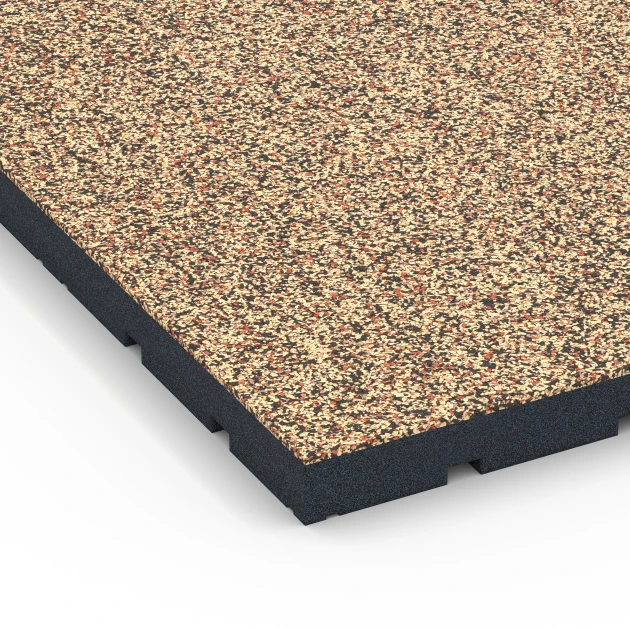 Detailaufnahme der Randausprägung von WARCO-Produkt 7144, Outdoor Gym Flooring, Format 60 x 60 x 4 cm | 0,36 m², Farbe Terracotta.