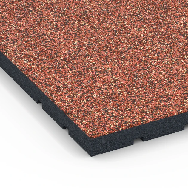 Detailaufnahme der Randausprägung von WARCO-Produkt 7145, Outdoor Gym Flooring, Format 60 x 60 x 4 cm | 0,36 m², Farbe Embers.