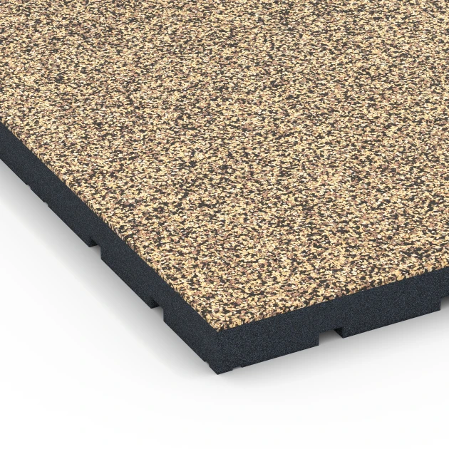 Detailaufnahme der Randausprägung von WARCO-Produkt 7149, Outdoor Gym Flooring, Format 60 x 60 x 4 cm | 0,36 m², Farbe Rattan.