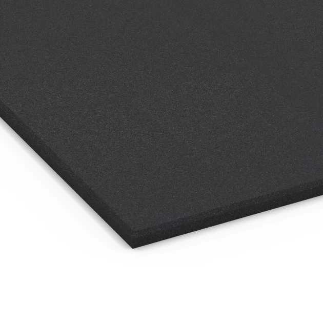 Detailaufnahme der Randausprägung von WARCO-Produkt 7073, Fitness Performance Basic Rubber Gym Flooring, Format 100 x 100 x 1,5 cm | 1,00 m², Farbe Anthracite.