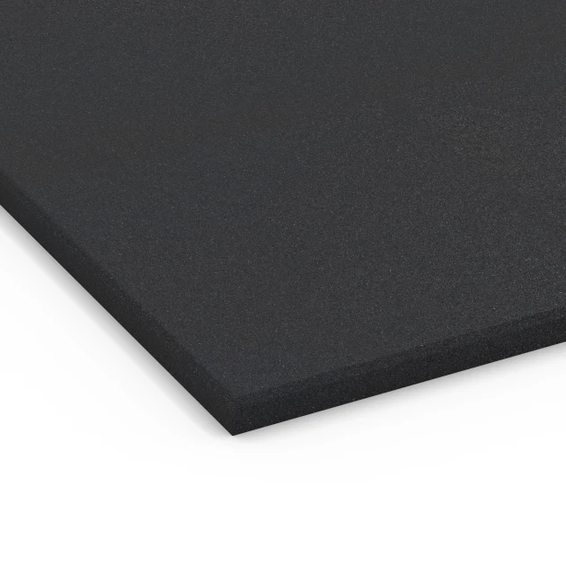 Detailaufnahme der Randausprägung von WARCO-Produkt 7074, Fitness Performance Basic Rubber Gym Flooring, Format 100 x 100 x 2 cm | 1,00 m², Farbe Anthracite.