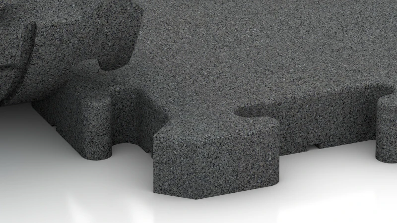 Jigsaw interlock with slight rounded bevel