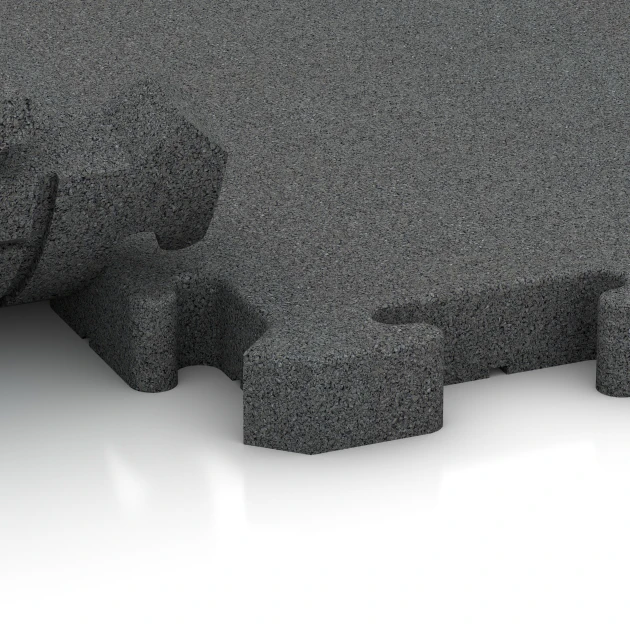 Großaufnahme vom Verbindungssystem von WARCO-Boden 4073 - Dog floor tile im Farbdesign Slate grey. Abmessungen 100 x 100 x 4 cm | 1,00 m².