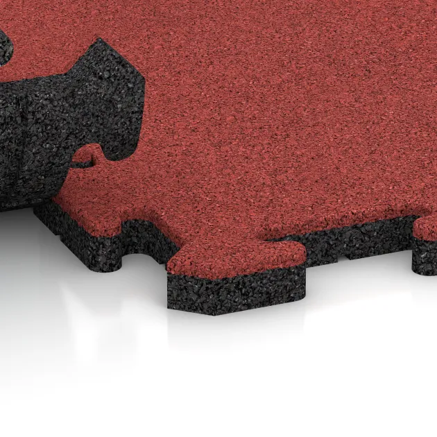 Großaufnahme vom Verbindungssystem von WARCO-Boden 6015 - Fitness Floor Protection Mat im Farbdesign Rose. Abmessungen 1000 x 1000 x 30 mm.