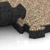 Großaufnahme vom Verbindungssystem von WARCO-Boden 3064 - Rubber paving im Farbdesign Travertine. Abmessungen 500 x 500 x 50 mm.