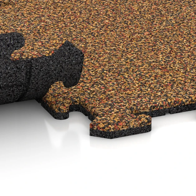 Großaufnahme vom Verbindungssystem von WARCO-Boden 3873 - Dog floor tile im Farbdesign Terracotta. Abmessungen 50 x 50 x 1,8 cm | 0,25 m².