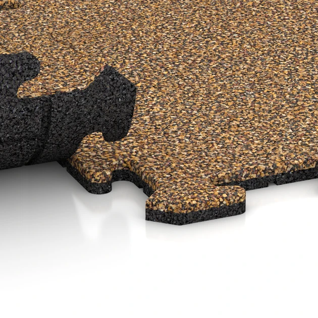 Großaufnahme vom Verbindungssystem von WARCO-Boden 3882 - Dog floor tile im Farbdesign Rattan. Abmessungen 50 x 50 x 1,8 cm | 0,25 m².