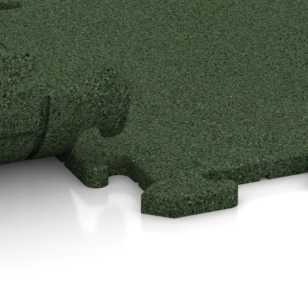 Großaufnahme vom Verbindungssystem von WARCO-Boden 0166 - Balcony tile 1.8 cm – weatherproof im Farbdesign Grass Green. Abmessungen 500 x 500 x 18 mm.