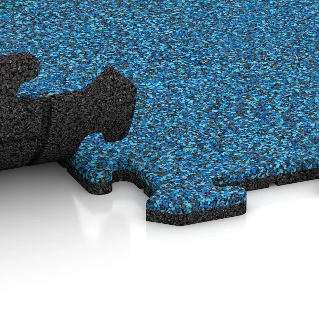 Großaufnahme vom Verbindungssystem von WARCO-Boden 3935 - Dog floor tile im Farbdesign Atlantic. Abmessungen 100 x 100 x 1,8 cm | 1,00 m².