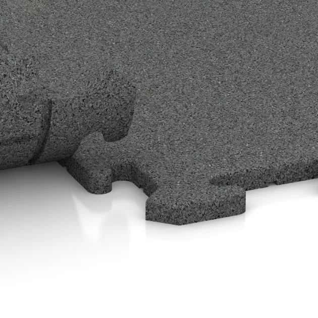 Großaufnahme vom Verbindungssystem von WARCO-Boden 3962 - Dog sports floor HD im Farbdesign Slate grey. Abmessungen 1000 x 1000 x 18 mm.