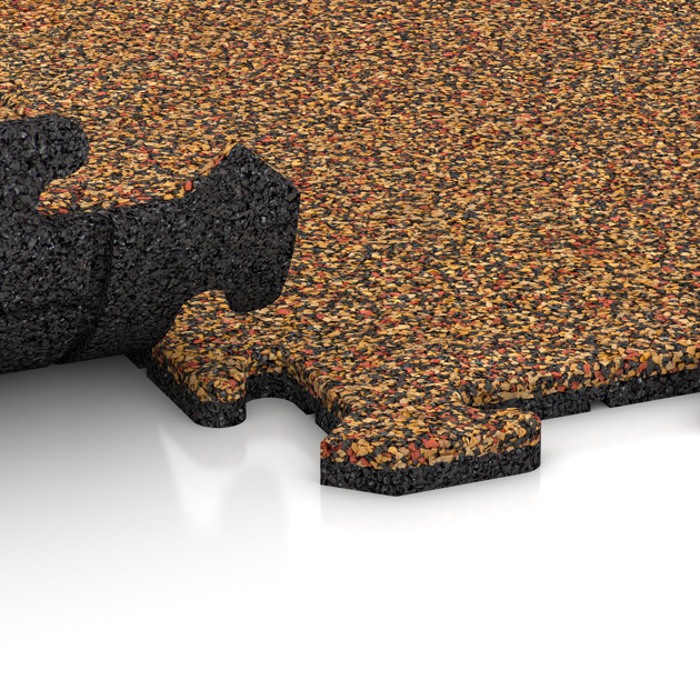 Großaufnahme vom Verbindungssystem von WARCO-Boden 4746 - Edge Tile im Farbdesign Terra Cotta. Abmessungen 1000 x 485 x 18 mm.