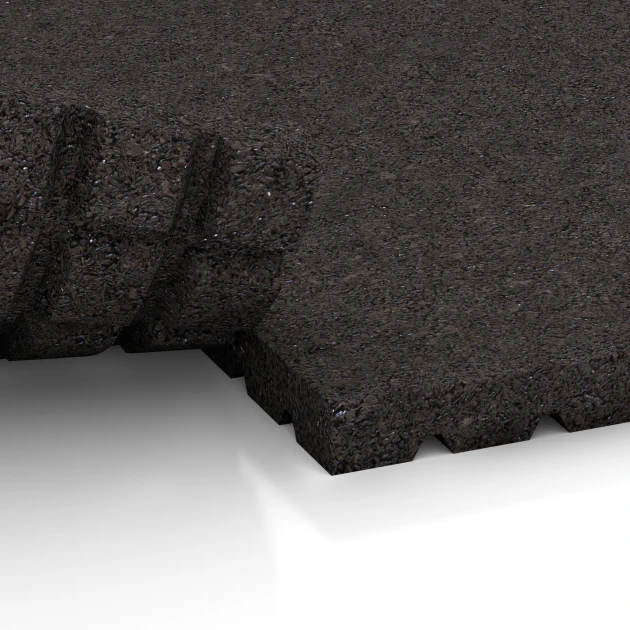 Großaufnahme vom Verbindungssystem von WARCO-Boden 3640 - Stable mat HD im Farbdesign Anthracite. Abmessungen 100 x 100 x 4 cm.