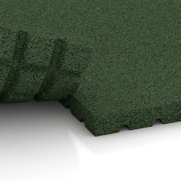 Großaufnahme vom Verbindungssystem von WARCO-Boden 3642 - Stable mat HD im Farbdesign Grass green. Abmessungen 100 x 100 x 4 cm.