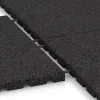 Großaufnahme vom Verbindungssystem von WARCO-Boden 5462 - Playground Safety Tile 3 cm - EN 1177 ≤ 100 cm im Farbdesign Anthracite. Abmessungen 500 x 500 x 30 mm.