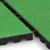 Großaufnahme vom Verbindungssystem von WARCO-Boden 5536 - Playground Safety Tile 4.5 cm - EN 1177 ≤ 135 cm im Farbdesign May Green. Abmessungen 500 x 500 x 45 mm.